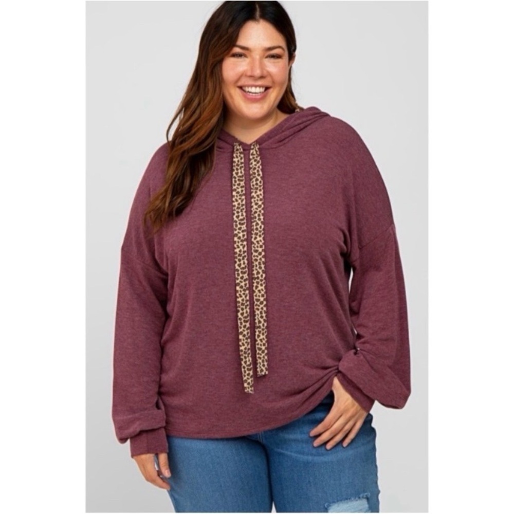 7TH RAY Boutique Purple Cheetah Print Hooded Sweater